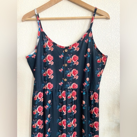 Navy floral print wide leg jumpsuit - Picture 2 of 11